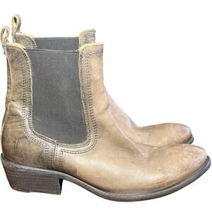 Frye Carson Gray Brown Leather Pull-On Chelsea Ankle Boots Women's Size 7